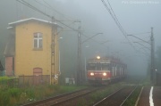 Train in the fog.